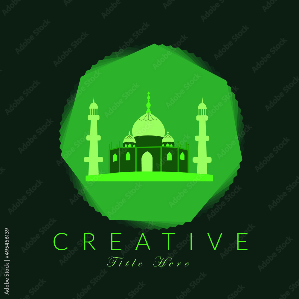 mosque icon vector design, taj mahal