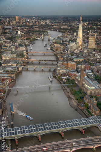 Aerial city of London view river Thames England