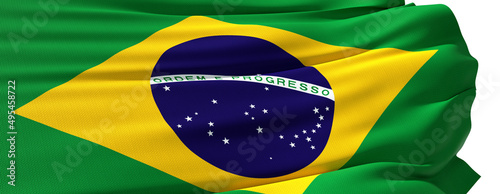 Fotografia brazilian flag close up on white background - 3D rendering