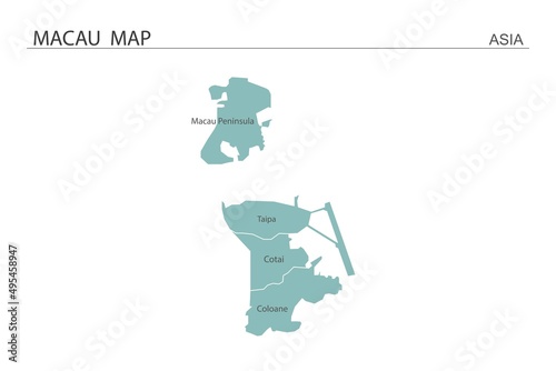 Macau map vector illustration on white background. Map have all province and mark the capital city of Macau. photo