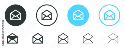 mail envelope icon, message icon, email symbol in filled, thin line, outline and stroke style for apps and website	
