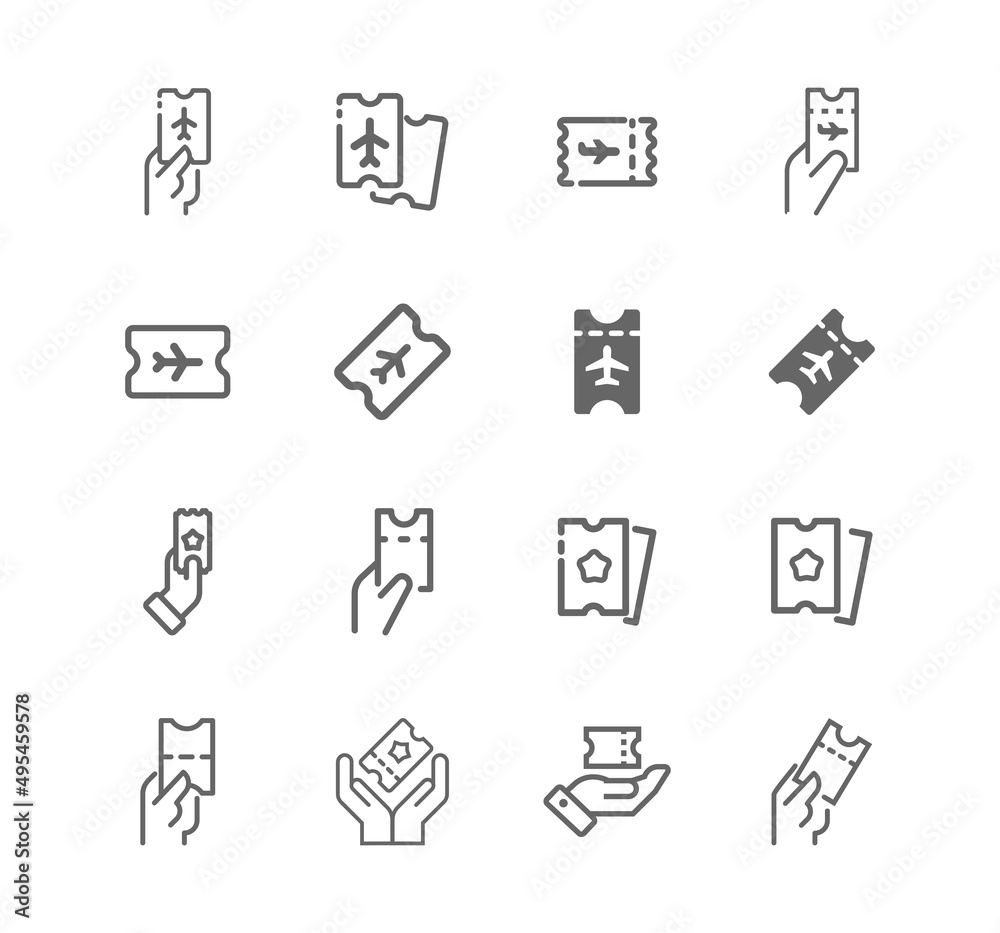 Avia Ticket vector icon set. Avia Ticket vector icon set.