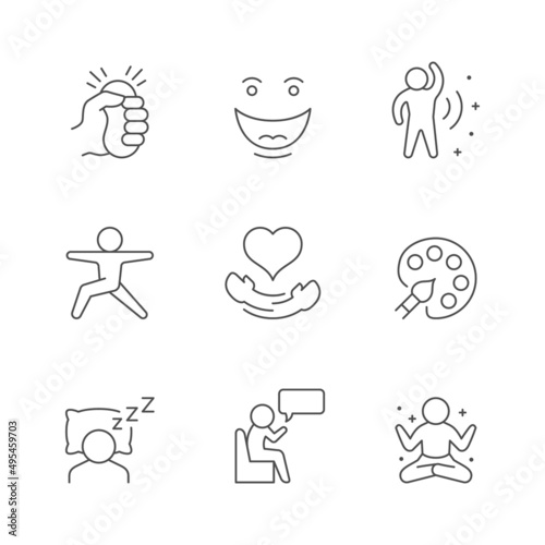 Set line icons of stress relieve