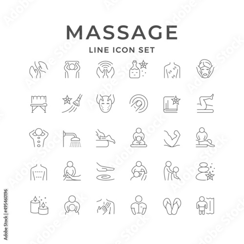 Set line icons of massage
