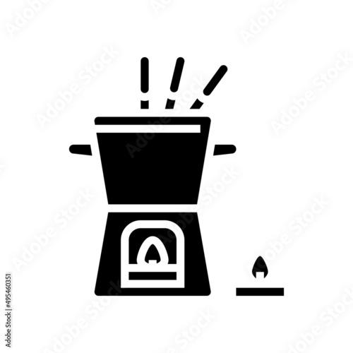 candlelight fondue pot glyph icon vector. candlelight fondue pot sign. isolated contour symbol black illustration