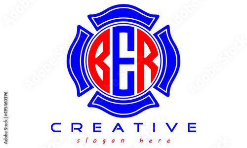 BER three letters circle monogram initial geometric curves logo design