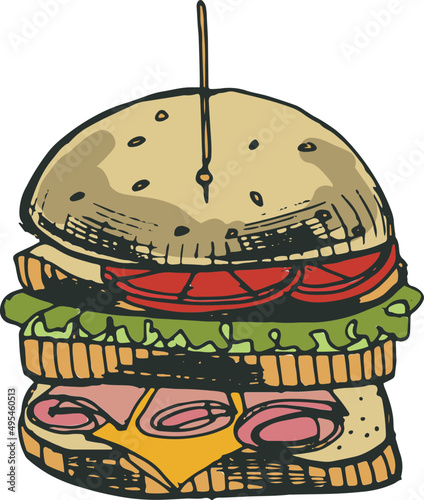 Burger Hand Drawn Illustration