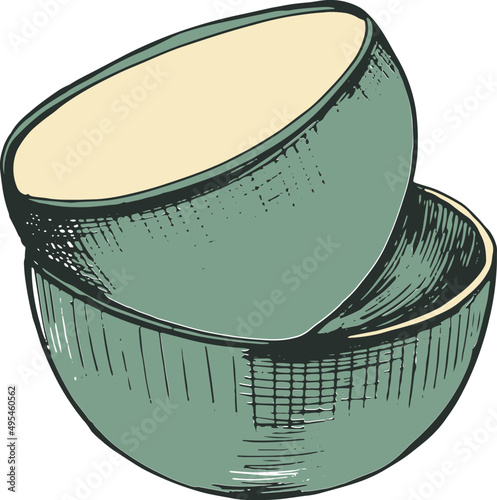Bowls or Saucers Hand Drawn Illustration