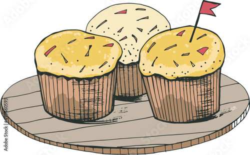 Muffins Hand Drawn Illustration