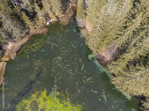 Obraz na płótnie aerial view lake Kreuzteich on mountain range Hochschwab in Styria, Austria w salonie