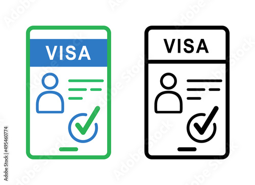 Visa, document, arrival. Foreign passport icon Outline. Customs house.