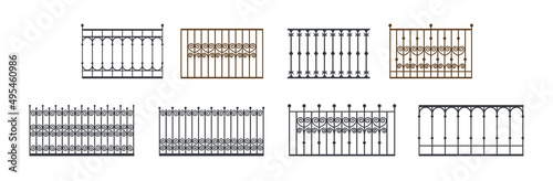 Big Set of balcony railing and fence fencing from stainless steel, iron.