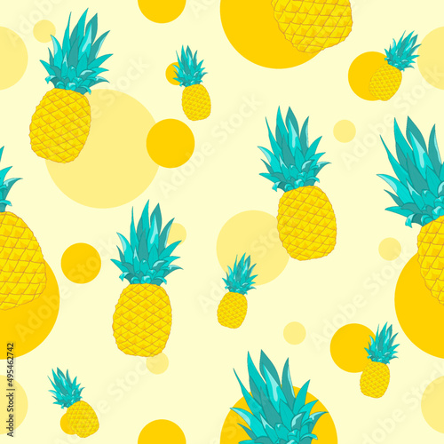 Colorful background, Pineapple background.tropical, Fresh concept design,Cute pattern.Pattern design
