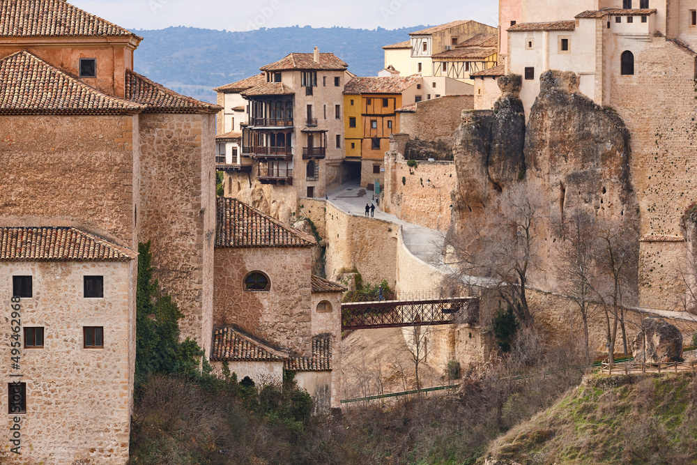 Cuenca picturesque hanging houses. Rey viewpoint. Castilla La Mancha. Spain