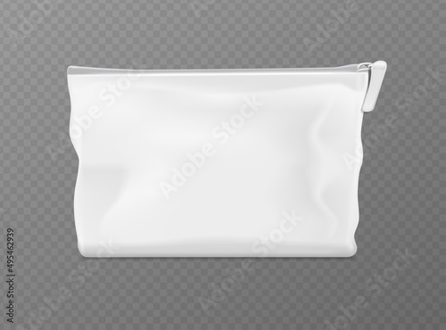 Realistic Detailed 3d White Blank Cosmetic Bag Zipper Empty Template Mockup on a Grey. Vector illustration of Handbag