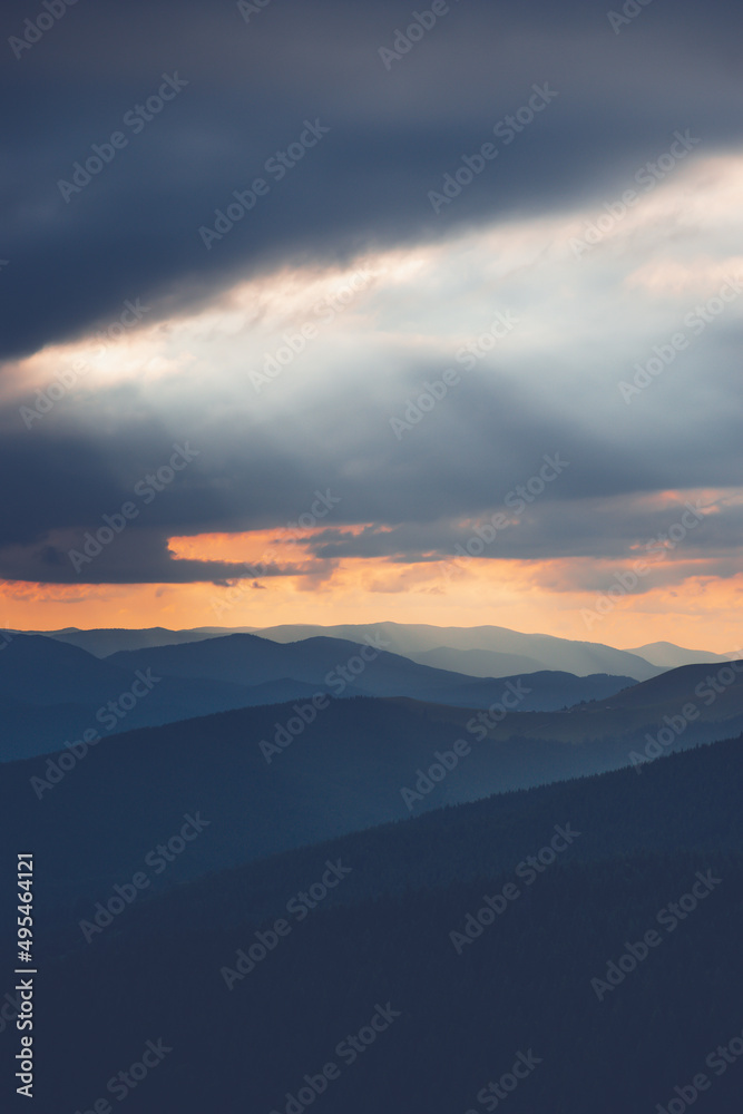 the light in the mountains breaks through the clouds Ukraine Carpathians the light in the mountains breaks through the clouds Ukraine Carpathians