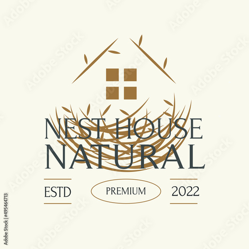 Natural nest house vintage logo