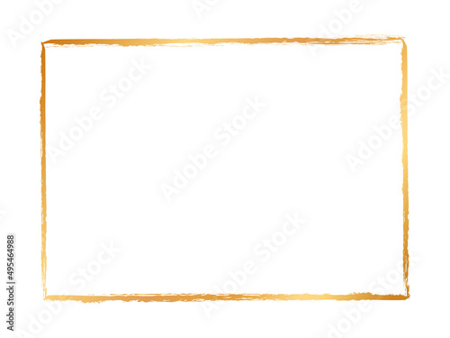gold colored vector illustartion of brush painted ink stamp banner frame on white background	