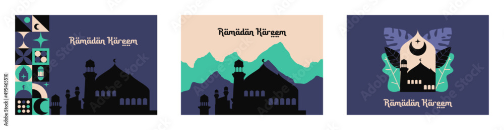 Ramadan Kareem. Islamic greeting card template  ramadan for wallpaper design, Poster, media banner. A set of vector illustrations. Ramadan collection vector.