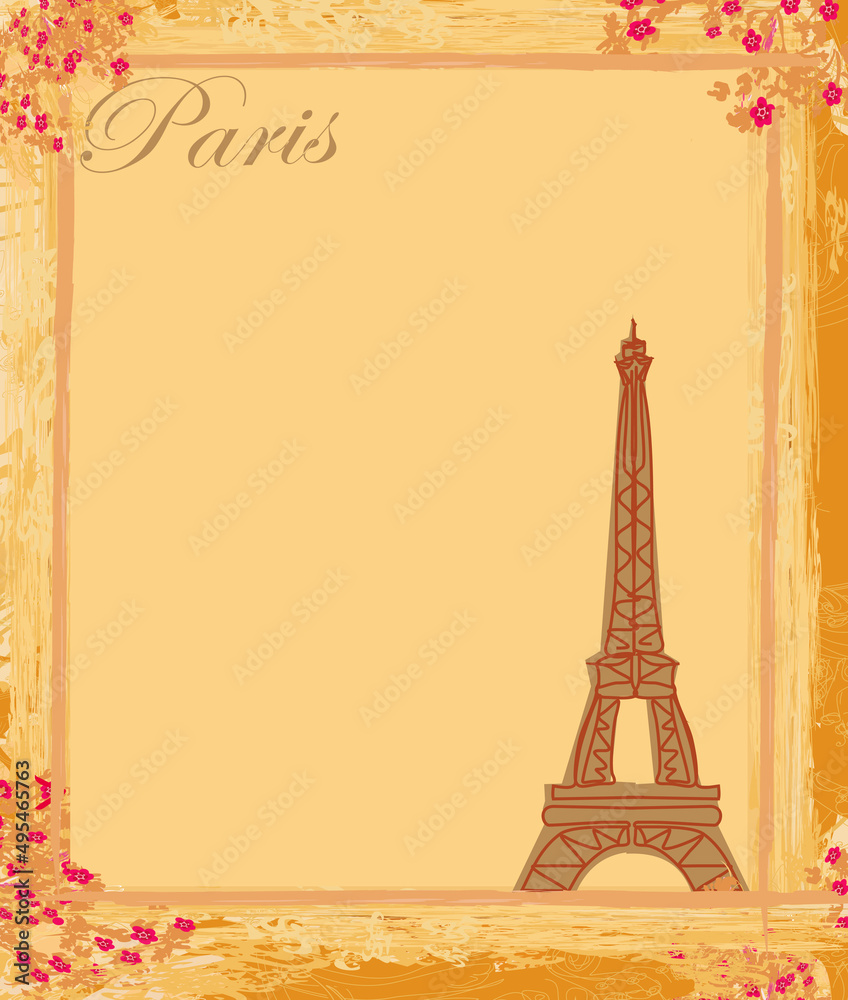 Eiffel tower artistic grunge frame