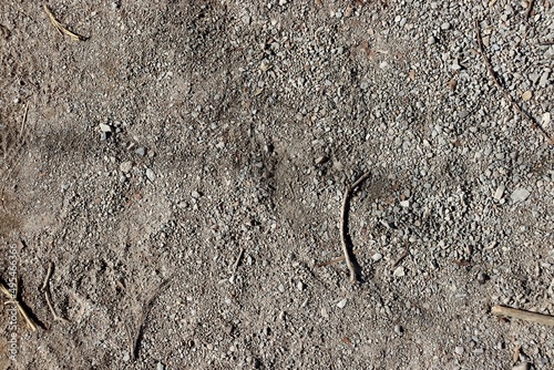 A close view of the sand and pebble surface.