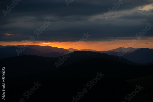 sunset in the mountains Ukraine Carpathians