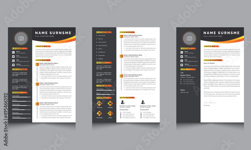 Professional Resume Layout with Cover Letter Gradient Color  Accents