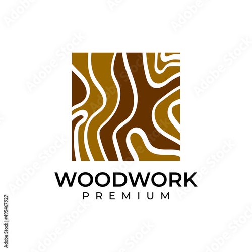 Wood Work Logo Concept. Woodwork Icon Logo Design Template