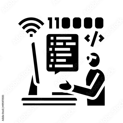 developer freelance glyph icon vector. developer freelance sign. isolated contour symbol black illustration