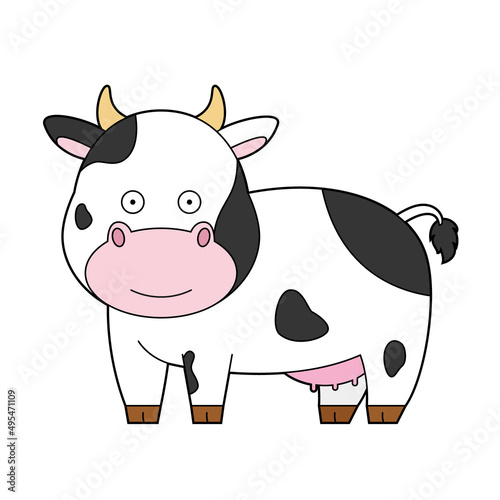 Cute cartoon vector illustration of a cow