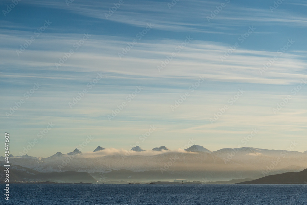 Morning mist over Ulsteinvik, Norway
