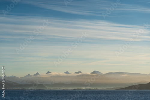 Morning mist over Ulsteinvik  Norway 