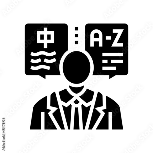translator language business glyph icon vector. translator language business sign. isolated contour symbol black illustration