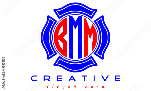 BMM three letters circle monogram initial geometric curves logo design photo