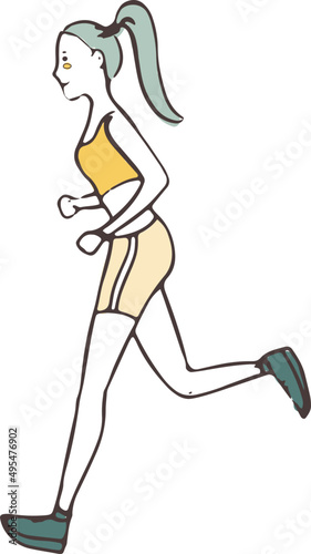 Woman Jogging Colored Illustration © Good Studio