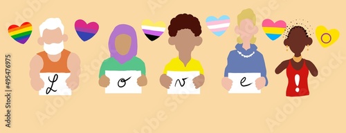 Set of different characters, representation of diversity of sexuality
