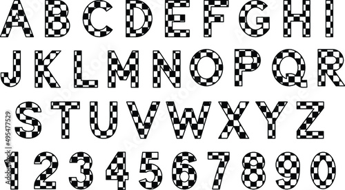 Racing Checker Alphabet Letter and Number Clipart Set