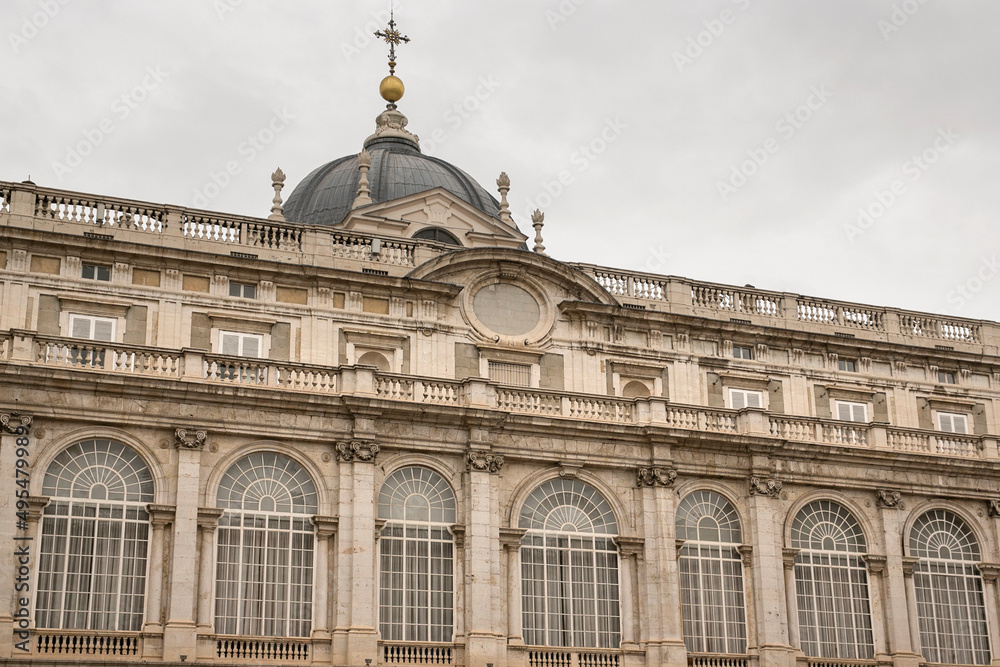 Fototapeta premium Facade of the Royal Palace in Madrid, Spain. This royal residence is also called the Palace of the East. 