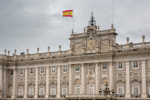 Facade of the Royal Palace in Madrid, Spain. This royal residence is also called the Palace of the East. 