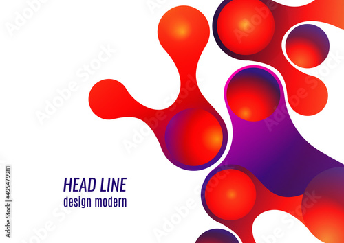 Colored gradient bubbles and rounded geometric shapes, fluid on white. Geometric minimal abstract background for wallpaper, banner, background, landing page. Vector