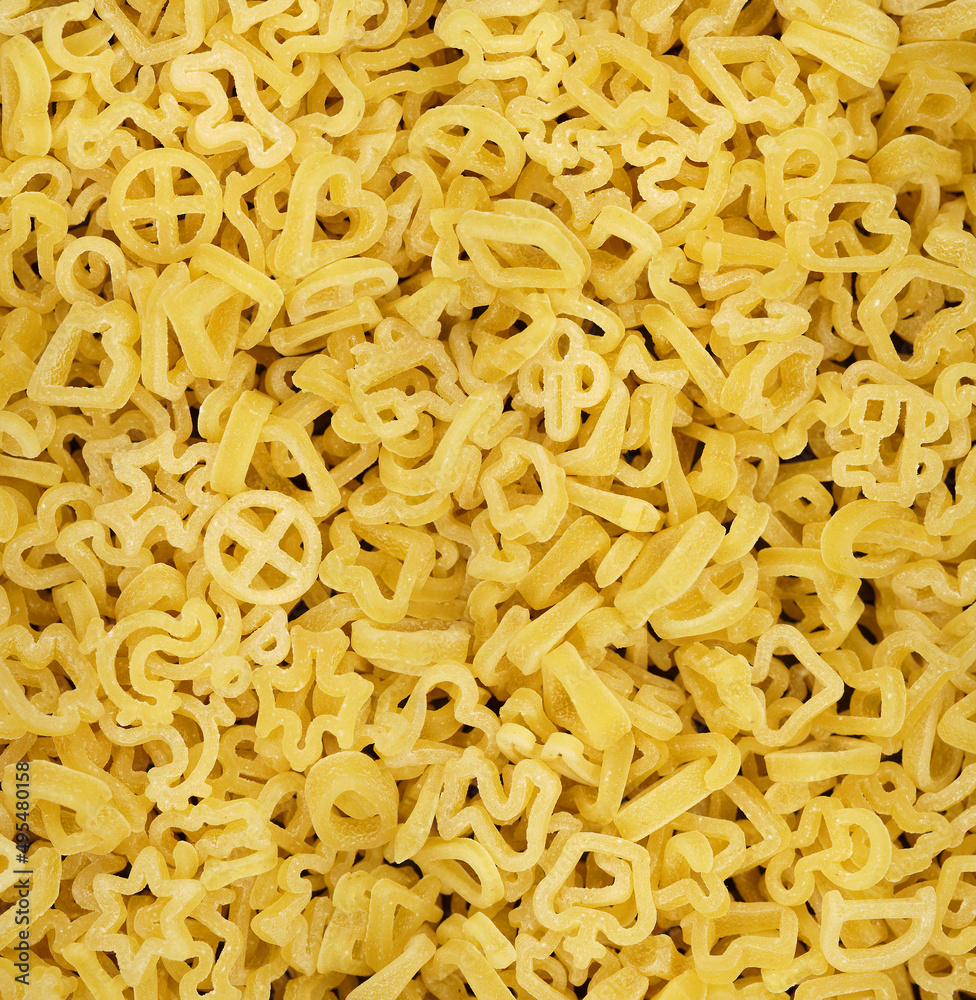 Pasta, macro view. Vermicelli or spaghetti in the form of small letters and numbers. A high resolution. Pasta, macro view. Vermicelli or spaghetti in the form of small letters and numbers. A high resolution.