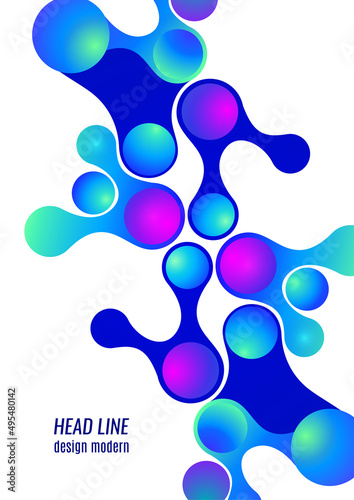 Colored gradient bubbles and rounded geometric shapes, fluid on white. Geometric minimal abstract background for wallpaper, banner, background, landing page. Vector