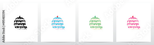 Multilevel Cake Letter Logo Design Q