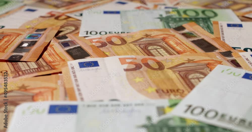 100 and fifty Euro banknotes as Background. Euro Currency one hundred and 50 EUR banknotes 100 and fifty Euro banknotes as Background. Euro Currency one hundred and 50 EUR banknotes
