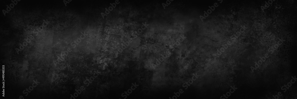 Elegant black background texture grunge, old vintage black paper design, antique dark border with white or gray spotlight center light, black industrial metal wall