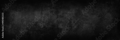 Elegant black background texture grunge, old vintage black paper design, antique dark border with white or gray spotlight center light, black industrial metal wall