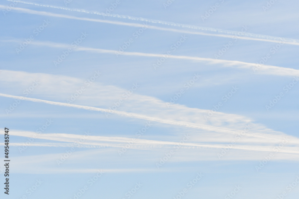 White lines in blue sky White lines in blue sky