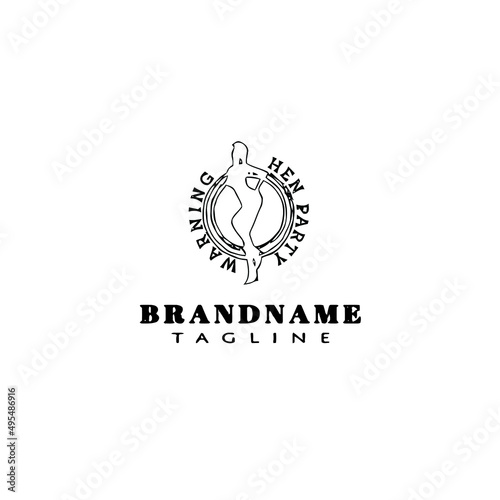 hen party logo cartoon template icon vector illustration