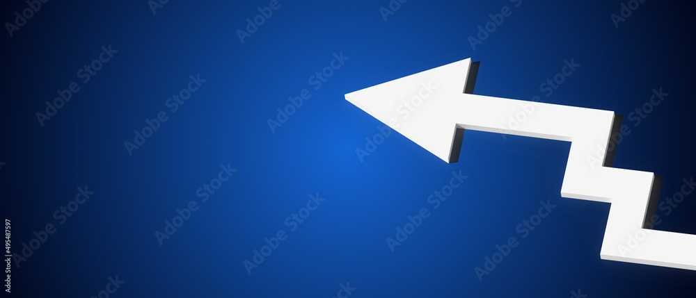 White arrow rating growth on dark blue gradient background. Financial success and growth concept. White arrow rating growth on dark blue gradient background. Financial success and growth concept.