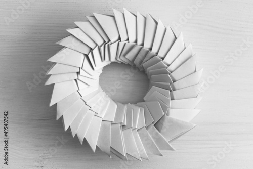 Origami ring. Abstract parametric object  top view